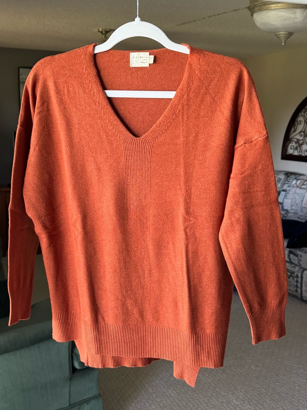 V-Neck Sweater in Rust